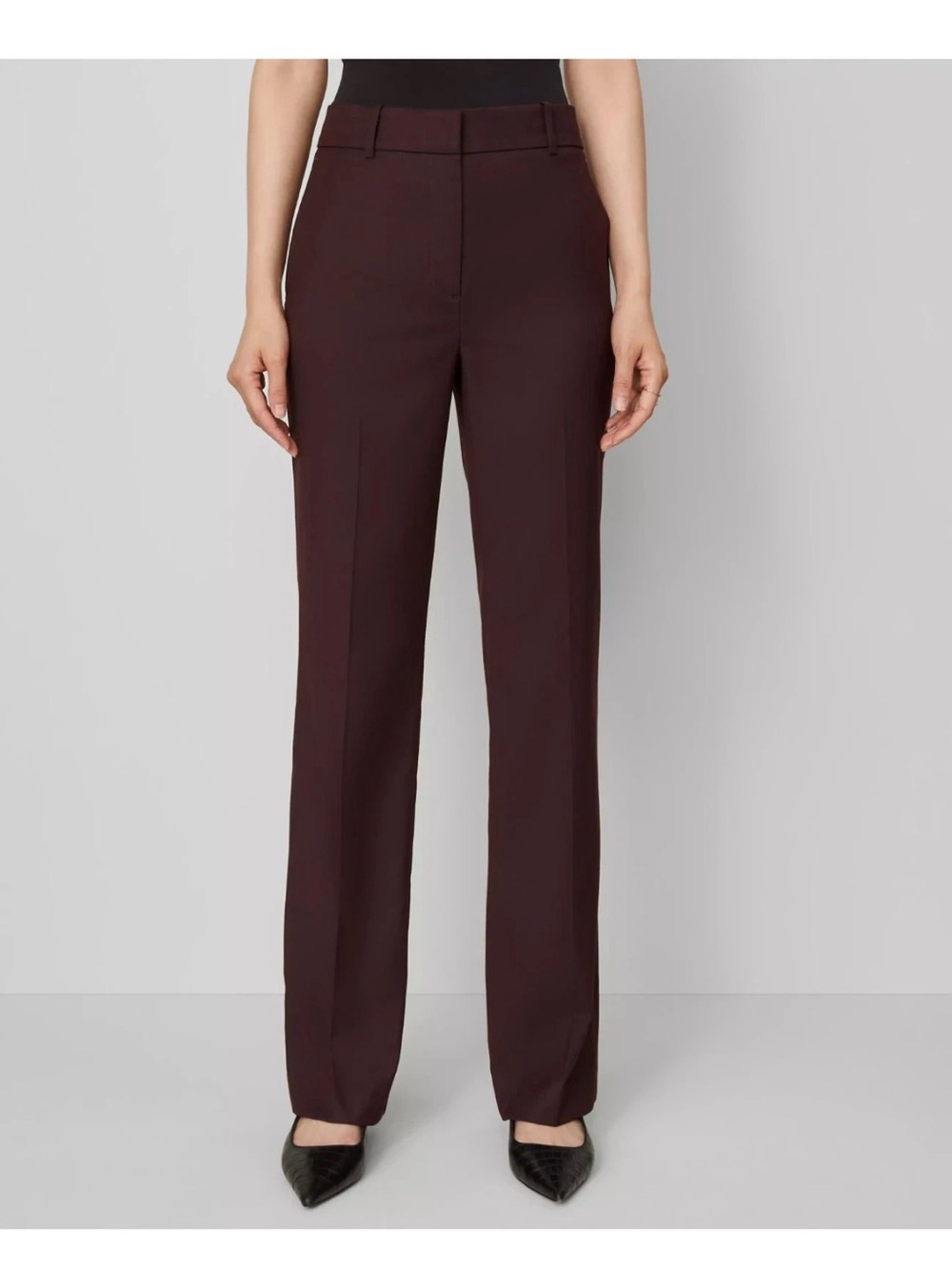 New  Ann Taylor The High rise slim trouser curvy fit burgundy sz 8P